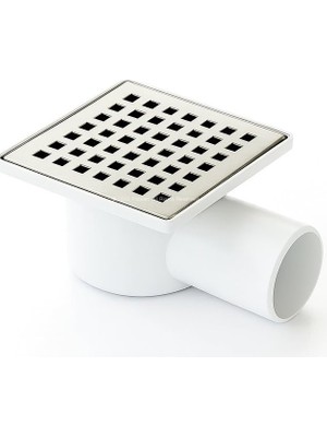Hakay Proalet Kare Yer Süzgeci, 10X10 cm Paslanmaz Üst Yüzey, Yandan Çıkışlı, Oynar Başlıklı, Koku Yapmaz, Kolay Temizlik, Asit Dayanımı, Su Kaçırmaz Italyan Conta, Uzun Ömürlü, Yer Drenaj Izgara (⌀ 32 Mm)