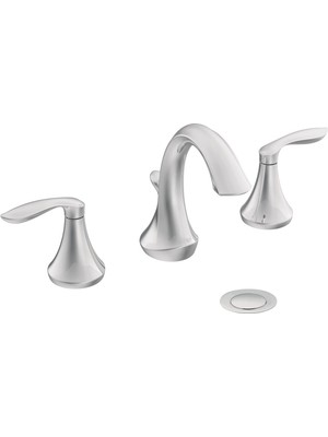 Hakay Moen T6420BN Eva Two-Handle High-Arc 8-Inch Widespread Bathroom Faucet, Valve Required, Brushed Nickel