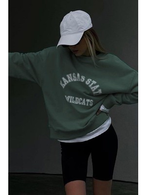 Hakay Madmext Mad Girls Koyu Yeşil Sweatshirt MG1217,KOYU Yeşil L