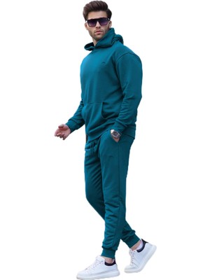 Hakay Madmext Petrol Mavisi Kapüşonlu Basic Eşofman Takımı 5928,PETROL Mavisi 2xl