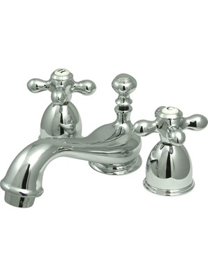 Hakay Kingston Brass KS3951AX Restorasyon Metal Çapraz Saplı Mini Yaygın Lavabo Bataryası, Parlak Krom