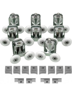 Hakay Venita Metal Gövdeli 4 Alt 4 Üst Duşakabin Cam Kabin Tekerleği Takım 24 mm