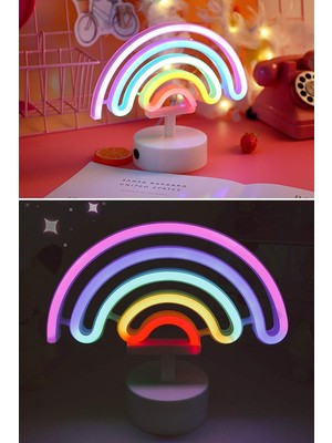 Die Grup Buffer Gökkuşağı Neon LED Işık, Renkli Plastik Masaüstü Dekoratif Ambiyans Aydınlatması, USB Beslemeli