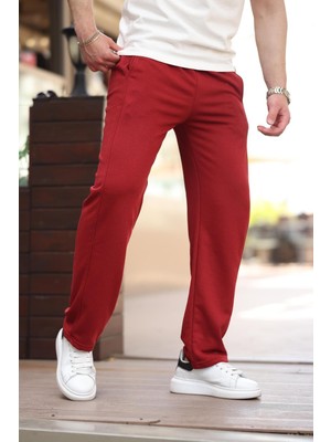 Hakay Madmext Bordo Rahat Kesim Erkek Eşofman Altı, Pamuklu, Çift Cepli, Regular Paça, 2xl