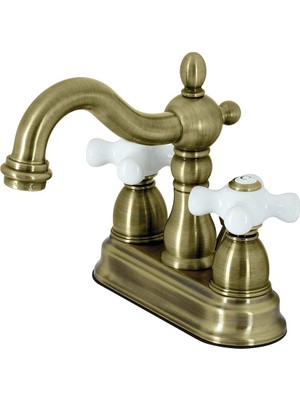 Hakay Kingston Brass KB1603PX 4 Inç Centerset Banyo Bataryası, Antik Pirinç
