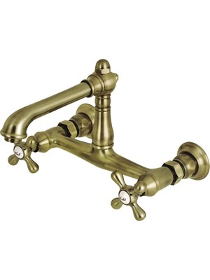 Hakay Kingston Brass KS7243AX 8-Inç Merkezi Duvara Monte Banyo Bataryası, Antik Pirinç
