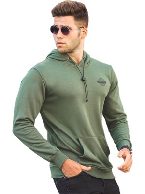 Hakay Madmext Haki Baskılı Erkek Sweatshirt 5297,HAKI M