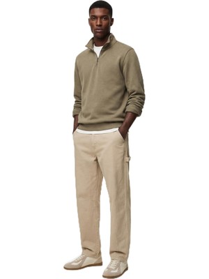 Hakay Uzun Kollu Şardonlu Basic Yarım Fermuarlı Sweatshirt