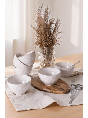 Hakay Keramika Beyaz Rice Kase 14 cm 6 Adet 006