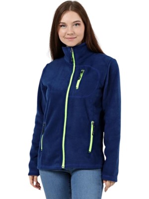 Hakay Genıus Store Kadın Polar Tam Fermuarlı Outdoor 3 Cepli Spor Polar Ceket (Indigo/s)