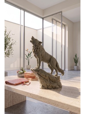 Formera 3D Kişiye Özel Dekoratif Uluyan Kurt Heykeli 3D Baskı Figür - Modern Hayvan Biblosu