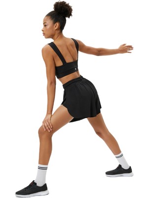 Hakay Koton Taytlı Şort Spor Mini Boy Beli Bağlamalı Yüksek Bel
