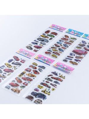Die Grup Bimotif 6 Adet Kabartmalı Yapışkan Sticker, Süper Arabalar