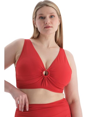 Hakay Dagi Kadın Korseli Toparlayıcı Bikini Üst, Örme, Kırmızı, 38