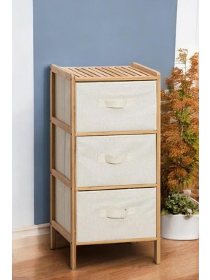 Hakay Digithome Bambu 3 Çekmeceli Dolap Organizer Çok Amaçlı Düzenleyici Şifonyer DB-0015
