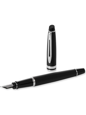 Hakay Waterman Expert Mat Siyah Krom Tasarımlı Dolma Kalem, Orta Kalınlıkta Uç, Mavi Mürekkep (S0951860)