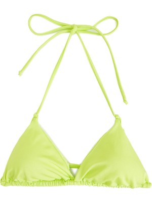Hakay Koton Boyundan Bağlamalı Parlak Üçgen Bikini Üstü