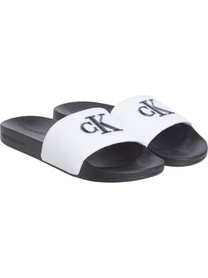 Hakay Calvin Klein Jelly Mono Plaj Terliği, 42, YM0YM01281, Beyaz, Erkek