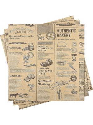 Die Grup Promosyonca Vintage Gazete Desenli Yağlı Kağıt, Mutfak Sunum Kağıdı, 50 Veya 100 Adet Seçeneği (100)