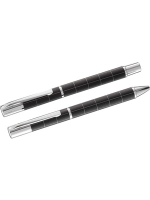 Hakay Steelpen Active Serisi 1001DT Slayt Siyah Dolma Kalem+Tükenmez Kalem