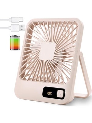 Esranın Dünyası Küçük Masa Fanı, Taşınabilir USB Şarj Edilebilir, 2000MAH Pil ve LCD Ekranlı Eğilebilir Katlanabilir Kişisel Mini Fan, Güçlü Rüzgar, Ultra Sessiz, Ofis, Ev, Kamp Için 5 Hız Modu