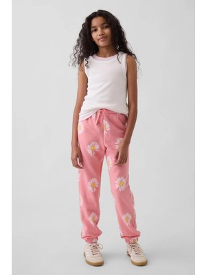 Hakay Kız Çocuk Relaxed Logo Fransız Havlu Kumaş Açık Pembe Jogger Eşofman Altı