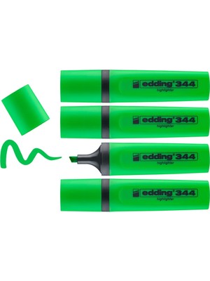 Hakay Edding 344 Fosforlu Kalem, Yeşil, 4'lü Set, 2-5 mm Kesik Uç