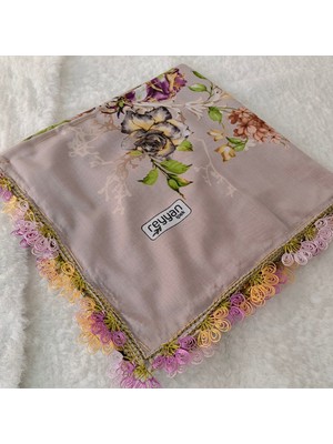 Hoaryage Reyhan El Emeği Iğne Oyası Yazma , Fular ,yemeni, Mevlit Örtüsü , Baş Örtüsü 4 Kenarı Oyalı %100 Pamuk 100*100CM