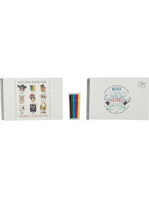 Hakay Funny Mat Tükenmez Resim Defteri, 2'li Set & 6'lı Kalem Set