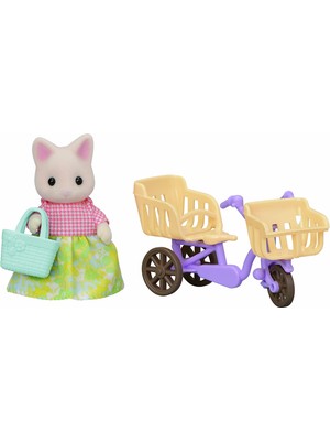 Hakay Sylvanian Families Epoch Çiçekli Kedi Anne ve Bisiklet, Oyuncak