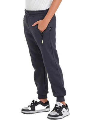 Hakay Slazenger Lamıs Unisex Çocuk Fermuar Cepli Koyu Gri Eşofman Altı