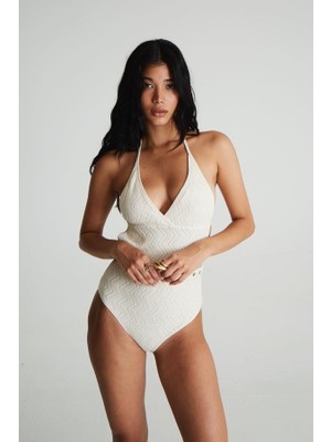 Hakay House Of Silk 2022SWIM0001 Sadie Koton Mayo, Bej, Xs