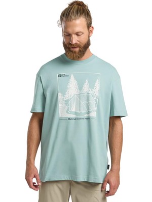 Die Grup Jack Wolfskin A63860TRFREEROAMER T M Yeşil Bisiklet Yaka Regular Fit Düz Erkek T-Shirt