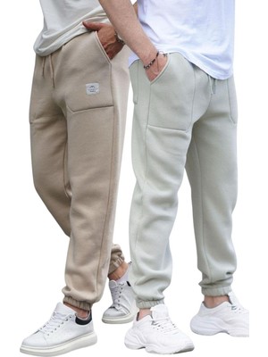 Hakay Madmext Bej/çağla Yeşili Cepli Jogger Erkek 2'li Paket Eşofman Altı E7445,BEJ/ÇAĞLA Yeşili L
