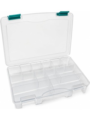 Hakay Organizer Kutu 9''inç 12 Bölmeli Saklama Kutusu Hırdavat Takı Malzeme Düzenleyici Şeffaf Plastik