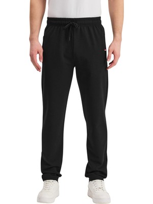 Hakay Mmetalıc Erkek Fermuarlı Cepli Nakış Detaylı Düz Paça Rahat Kesim Günlük Eşofman Altı (Siyah, 4xl)