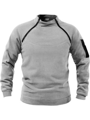 Hakay Genıus Store Erkek Polar Outdoor Fermuarlı Kombat Tactical Cepli Polar (Kombat Açık Gri/xl)