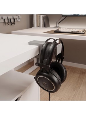 Hakay Masa Kenarı Kulaklık Standı, Gri Kulaklık Standı, 0-5 cm Masa Kalınlığına Uyumlu, Dayanıklı Gaming Kulaklık Askısı, Kulaklık Tutucu