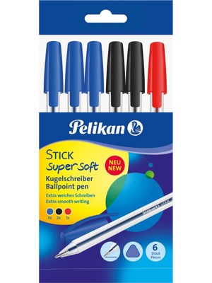 Hakay Pelikan Stick Tükenmez Kalem 6lı Paket - 3m 2s 1k