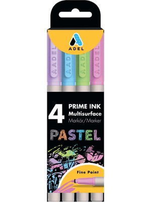 Hakay Adel Prime Ink Multisurface 4'lü Pastel Markör