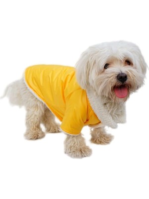 Hakay Mpz Pets Kedi ve Köpek Kıyafeti & Elbisesi Ceketi Yeleği Sarı Kürklü Ceket Xl