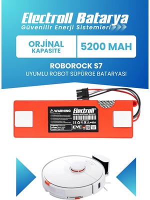 Electroll Roborock S7 Uyumlu Batarya (Orijinal Kapasite) 5200mah Pil Kutulu Robot Süpürge Bataryası Değişimi