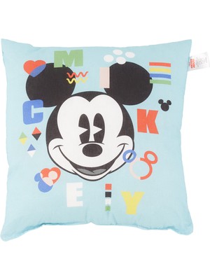 Hakay Taç Disney Mickey Funny Lisanslı Karakter Baskılı Pamuk Kırlent, Çok Renkli, 40X40 cm