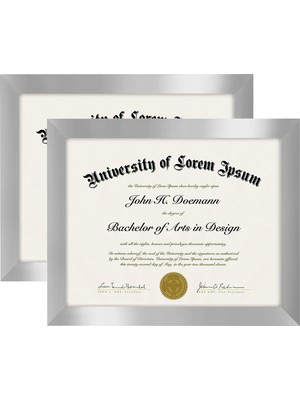 Hakay Americanflat 8,5 x 11 Gümüş Resim Çerçevesi - 2'li Set - Kırılmaya Dayanıklı Camlı Diploma Çerçevesi Veya Sertifika Çerçevesi Olarak Kullanın - Duvar ve Masa Üstü Ekran Için Asma Donanım ve Şövale