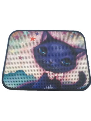 Hakay Miapet Elekli Desenli Kedi Tuvalet Önü Paspası 60 x 45 cm Mavi Kedi
