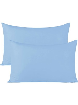 Hakay Teksnil Home Düz Pamuklu 2’li Mavi Yastık Kılıfı 50 x 70 cm Kapaklı