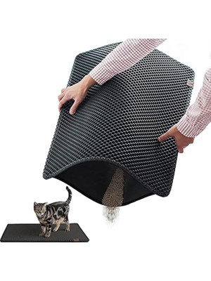 Hakay Busstier Elekli Kedi Tuvalet Önü Paspası, Kedi Kumu Paspası, Evcil Hayvan Hijyenine Özel Tasarım, Kolay Temizlenebilir ve Toz Tutucu