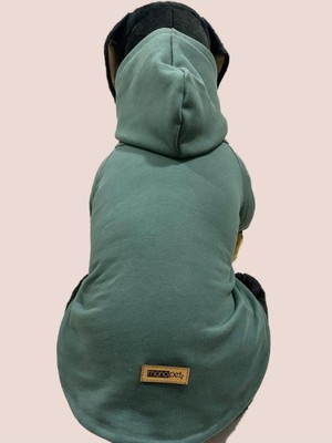 Hakay Monopetz Kapişonlu Sweatshirt Köpek ve Kedi Kıyafeti - Düz Koyu Yeşil Xs Beden