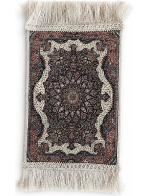Hakay Bybars El Yapımı Osmanlı Desenli Mini Kilim 20X33 cm – Dekoratif Masa Üstü Kilim – Türk Motifli Geleneksel Ev Dekoru – Püsküllü Vintage Mini Halı (Kahverengi Odaklı 8)