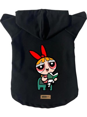 Hakay Monopetz Kapişonlu Polar Sweatshirt Köpek ve Kedi Kıyafeti & Elbisesi Siyah Blossom L